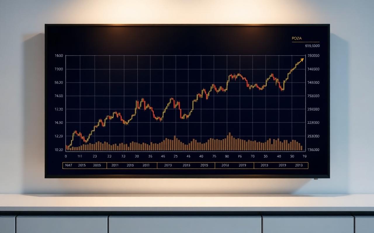 Premium display showing a rising stock chart